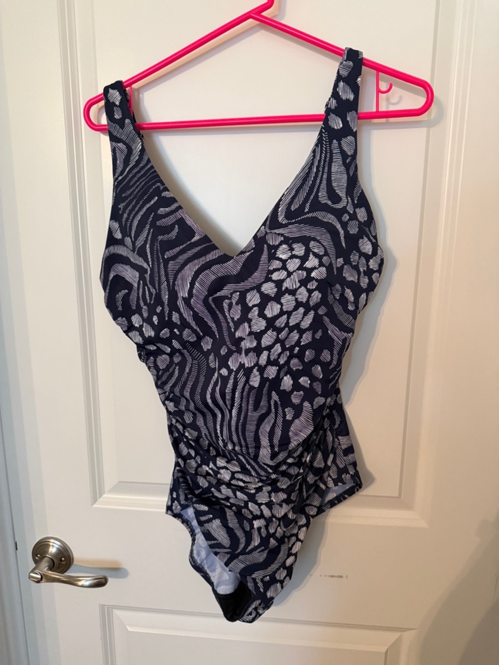 Miraclesuit Navy and White Patterned One-Piece Swimsuit